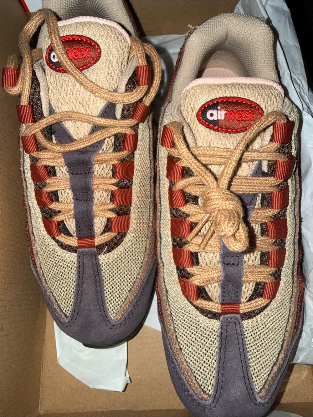 Nike Air Max 95 Sneakers in Brown, Tan and Red Accent